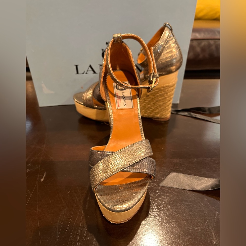 Lanvin wedge sandals Sz 4.5 - Picture 3 of 7